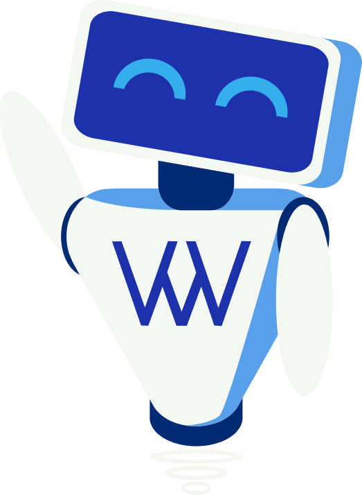 The Weblux robot, waving