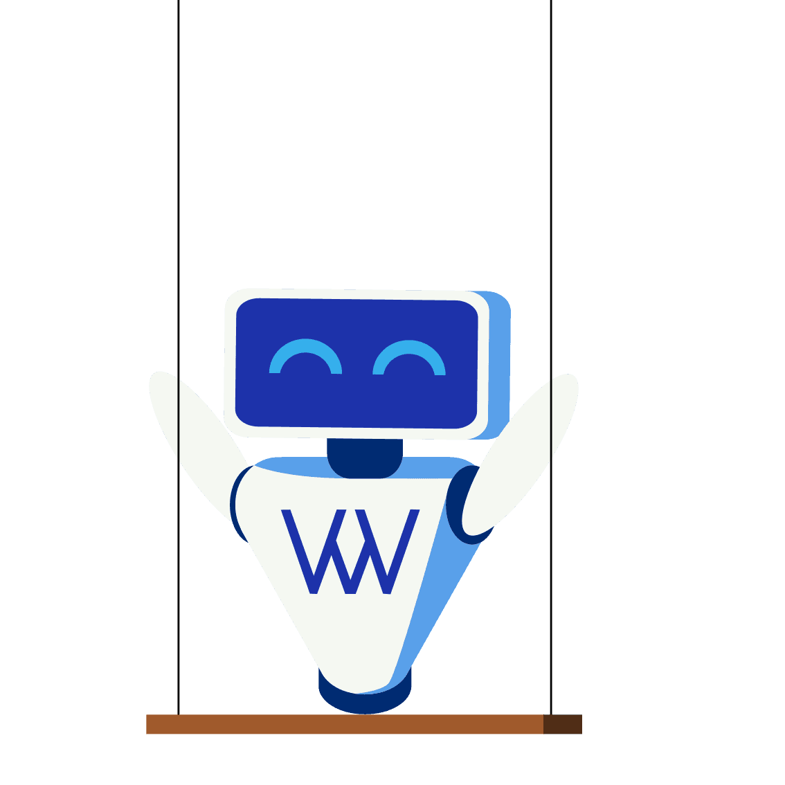 The Weblux robot relaxing on a swing